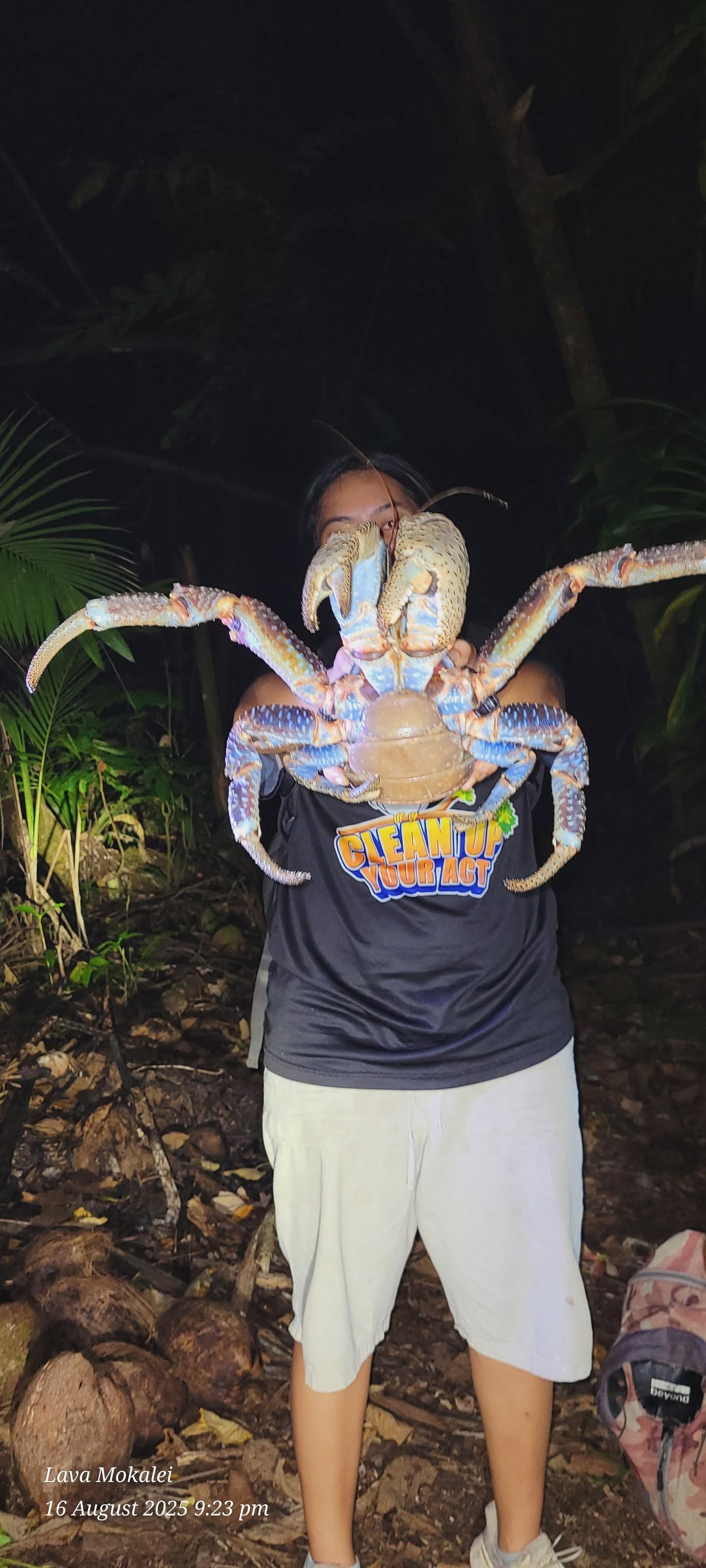 Guest presenting an uga during a night forest tour